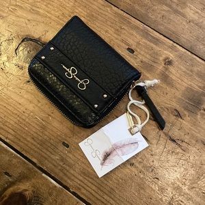 NWT Jessica Simpson Black Faux Leather Zip Wallet